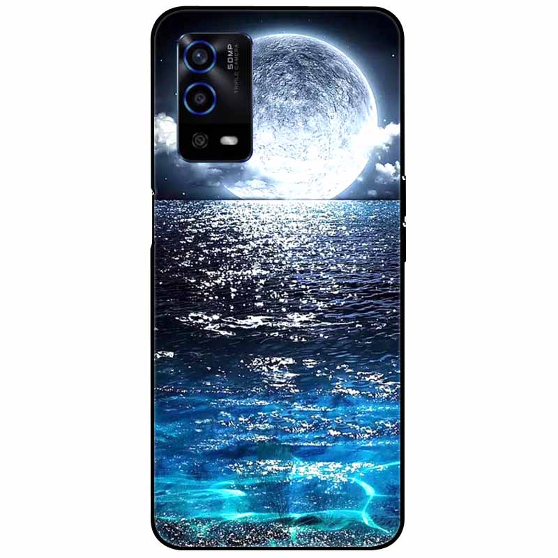 For Oppo A55 4G Case A 55 Silicone Soft Painted TPU Black Cover for Oppo A55 Case CPH2325 Cute Funda Coque for OPPOA55 6.51''