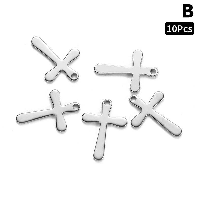 10Pcs/lot Stainless Steel Cross Charms Pendant Religious Jewelry Making DIY Charms Handmade Crafts