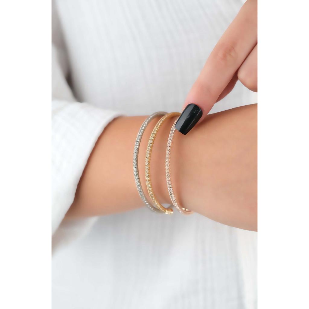 Steel Gold - Rosse - Silver Color 3-piece Zircon Stone Waterway Bracelet Set Won't Discolor