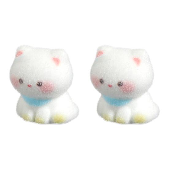 2Pcs Cat Figurines Resin Flocking Mini Cute Cat Decor for Car Dashboard Office Desk Bedroom Kitchen Countertop Accessories