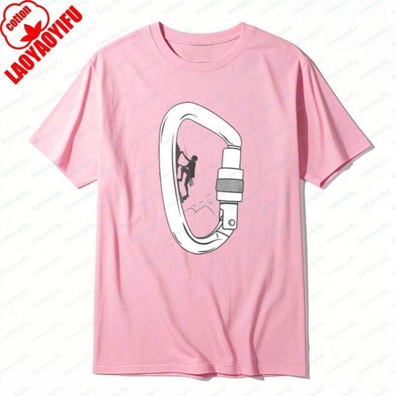 

Carabiner Climbing Gear Printed Tshirt Outdoor Adventure Tee Climber Graphic Summer Casual Mountain Sport Mens Tops Camisetas S