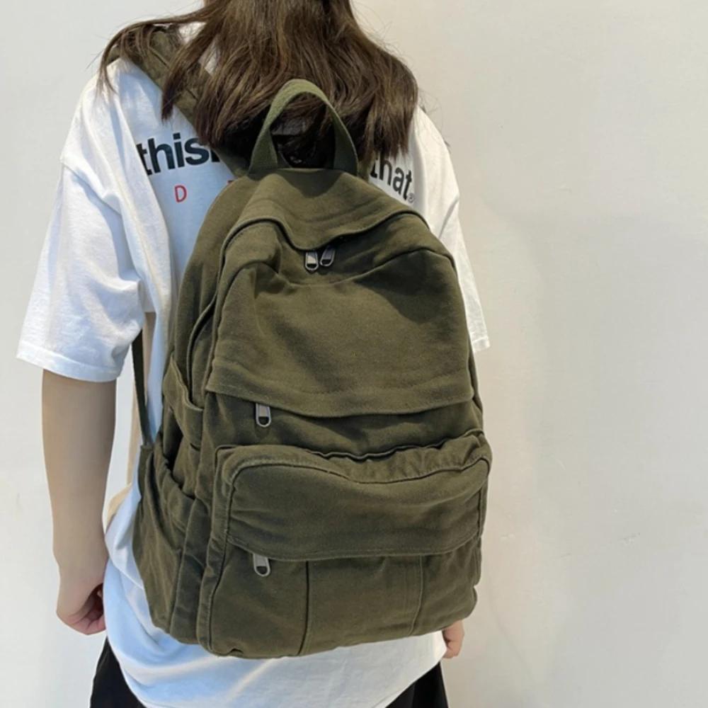 Girl Fabric School Bag New Fashion College Student Vintage Women Backpack Canvas Female Laptop Bag Travel Kawaii Ladies Backpack