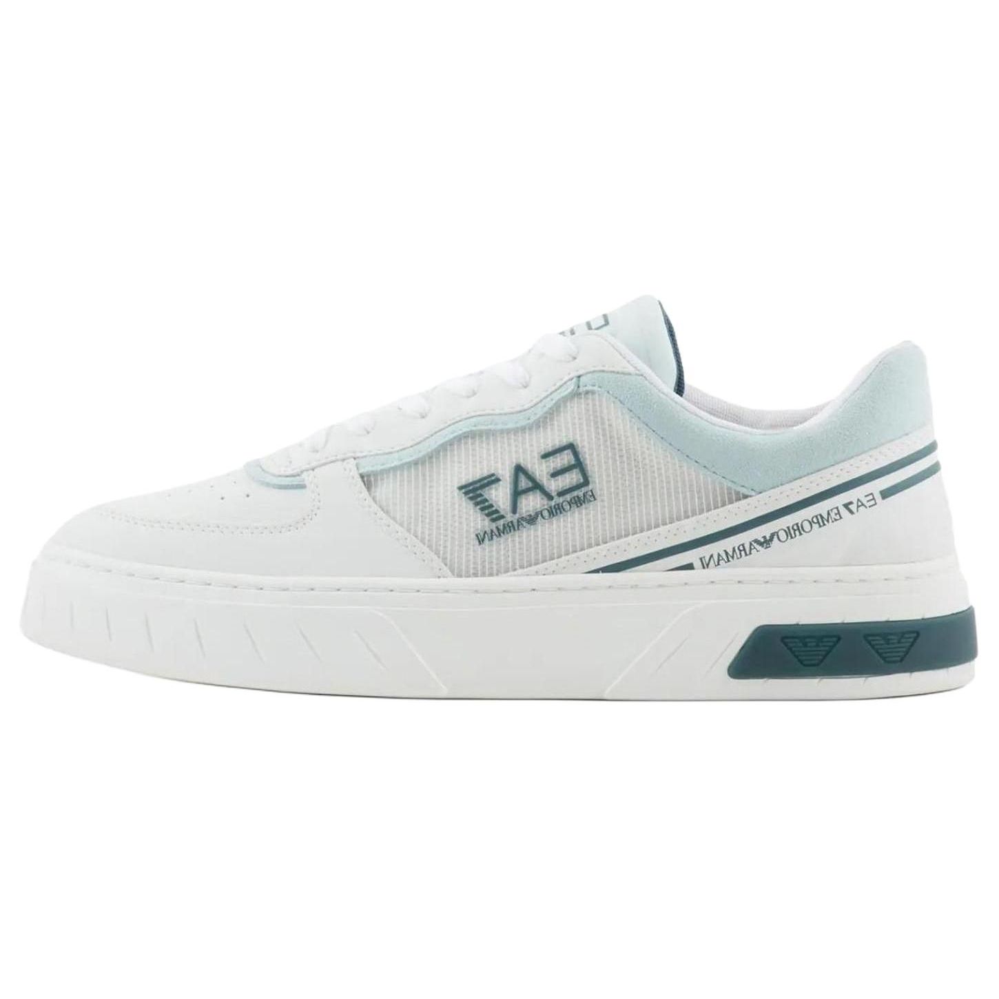 

Emporio Armani Pu Comfortable Breathable Round Toe Versatile Lace-Up Low-Top Sneakers Unisex sneakers White Light-Blue X8X173XK374T655 38.5