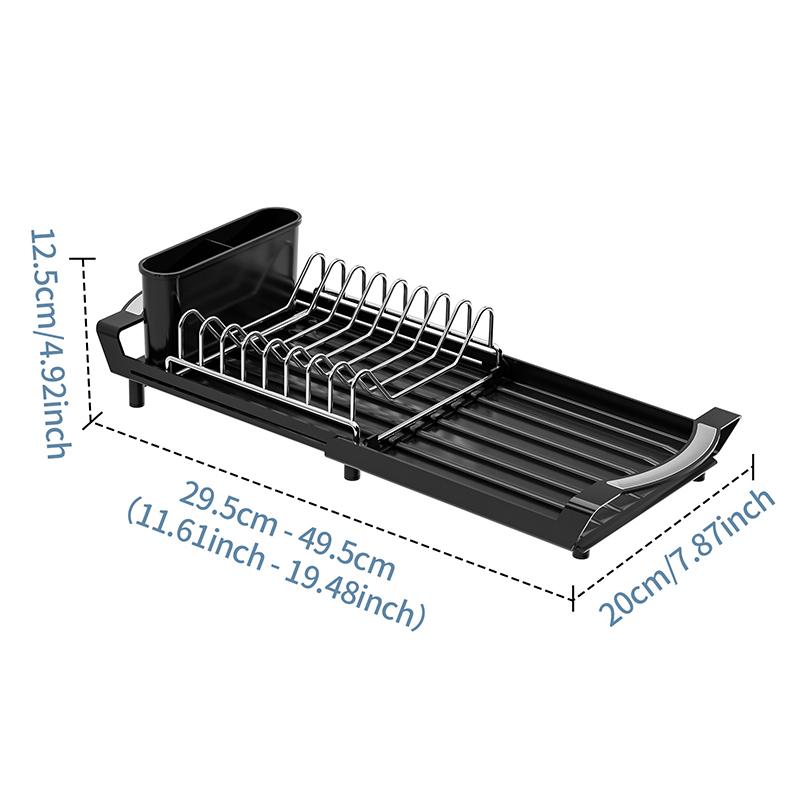 1pc Single-layer Draining Rack for Kitchen Bowls Dish Drainer Retractable Kitchen Desktop Storage Rack Kitchen Counter Organizer