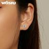 WOSTU Herzförmiger Mondstein-Hufeisen-Ohrstecker und Ohrringe aus 925er-Sterlingsilber für Damenschmuck