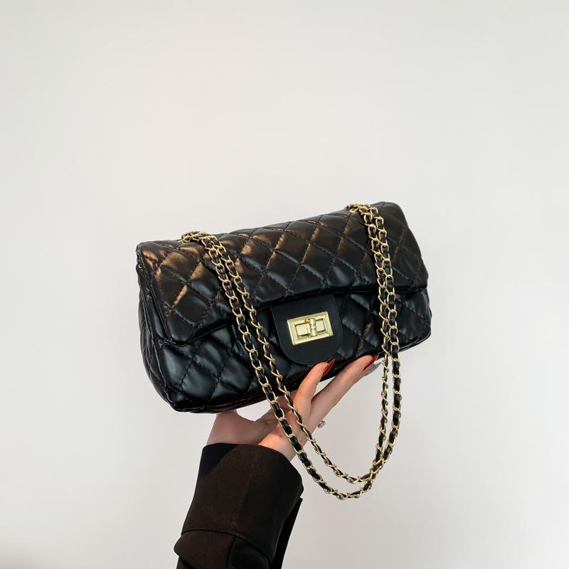 Модная ромбовидная цепочка-замок женская подмышечная сумка весенняя новая универсальная сумка-мессенджер маленькая квадратная сумка чёрный