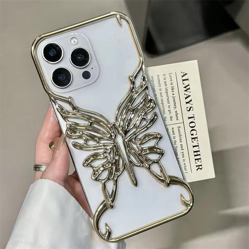 3D Schmetterling Hohl Wärmeableitende Handyhülle Für iPhone 17 Air 16 15 14 13 12 11 Pro Max Plus Galvanisierte Hartschale