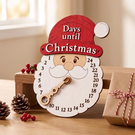 Rustic Holiday Decor Christmas Advent Calendar Wooden Hanging Sign, 24 Days Welcome Sign with Rope, Decorative Wall Santa Countdown Decorations