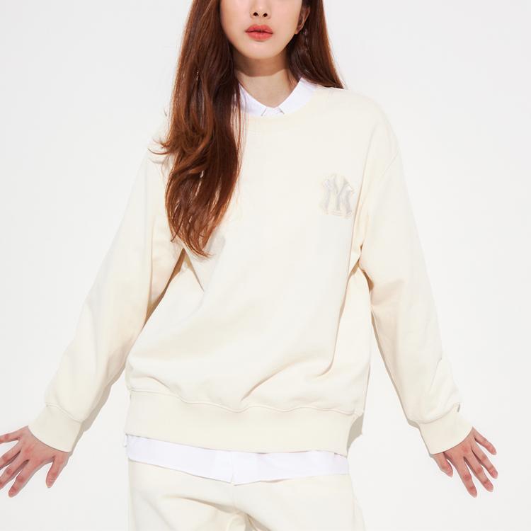 New MLB Base Logo Sweatshirts Unisex Cream 3AMTB0221-50CRS