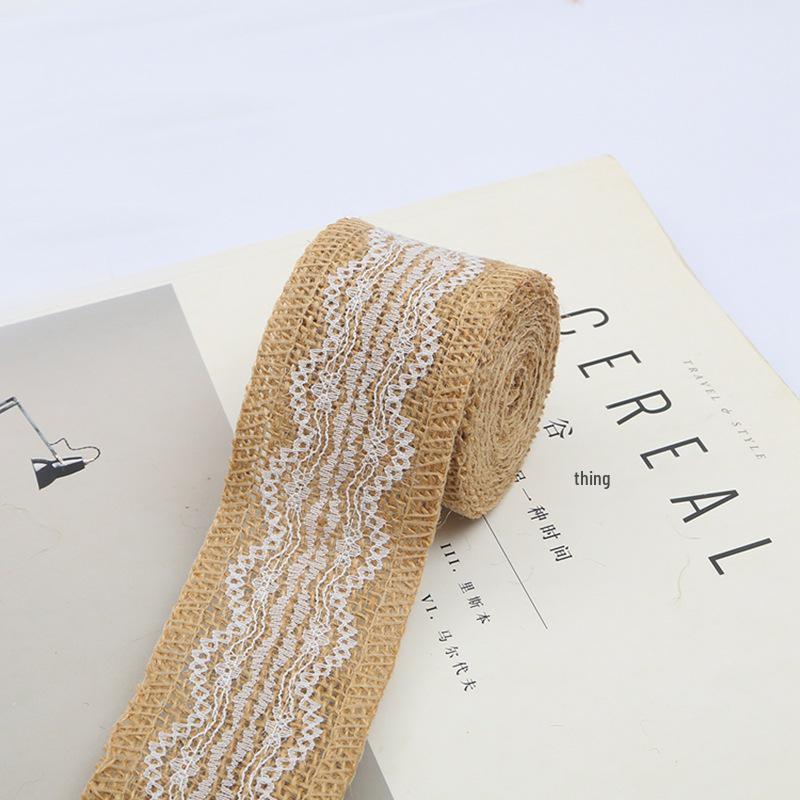 Colored Lace Burlap Roll for DIY Crafts, Handmade Packaging, and Vase Decoration.