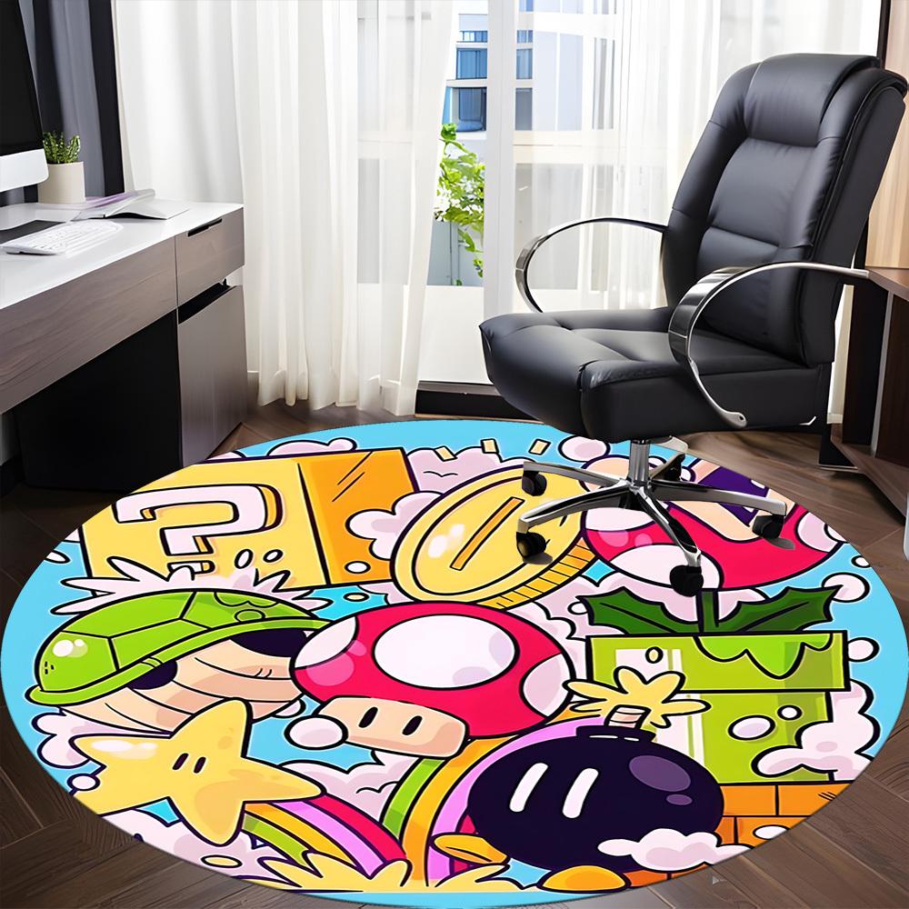 1pc Mario Office Round Area Rug, Under Office Chairs Bedroom Living Room Home Decor, Room Decoa1016222