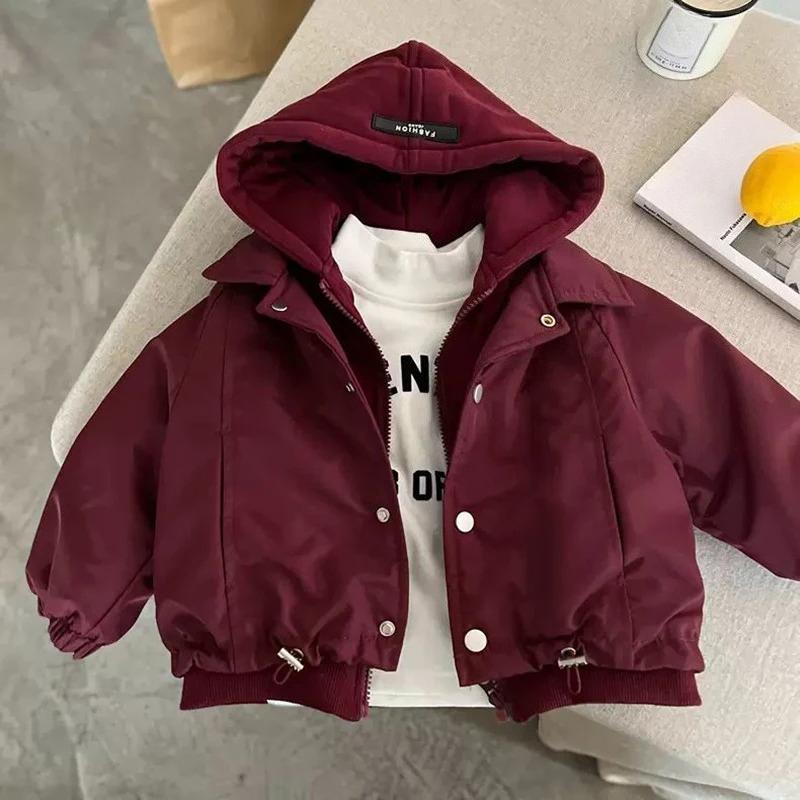 Giacca Trapuntata Bambini Autunno Inverno Bambino Colore Unico Parka con Cappuccio Cappotto Abbigliamento Adolescenti Caldo Spesso Giacca a Vento Capo d'Abbigliamento Esterno