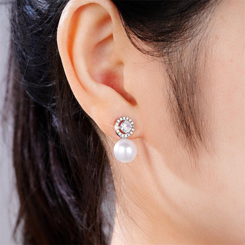Sterling Pearl Earrings Bride Wedding Accessories Temperament Elegant Ear Earrings New Trendy Women Jewelry