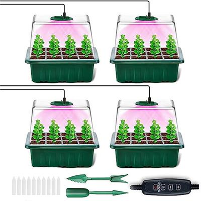 12 Cells Seed Starter Tray Box With LED Grow Light Nursery Pot Seedling Germination Planter 4 Timed & 5 Adjustable Brightness