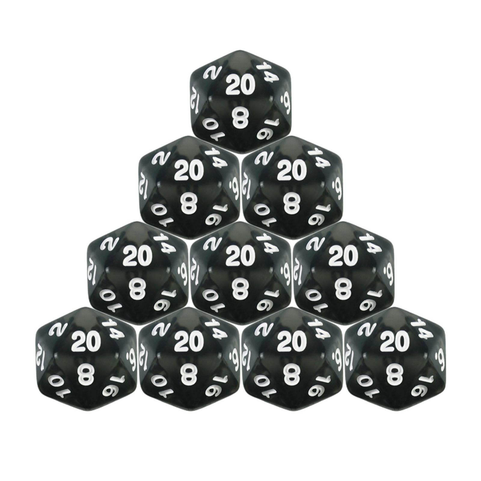 

10pcs D20 Polyhedral Dice Set Transparent Color 20 Sided Board Game Dice for DND TRPG, Tabletop Gaming Supplies