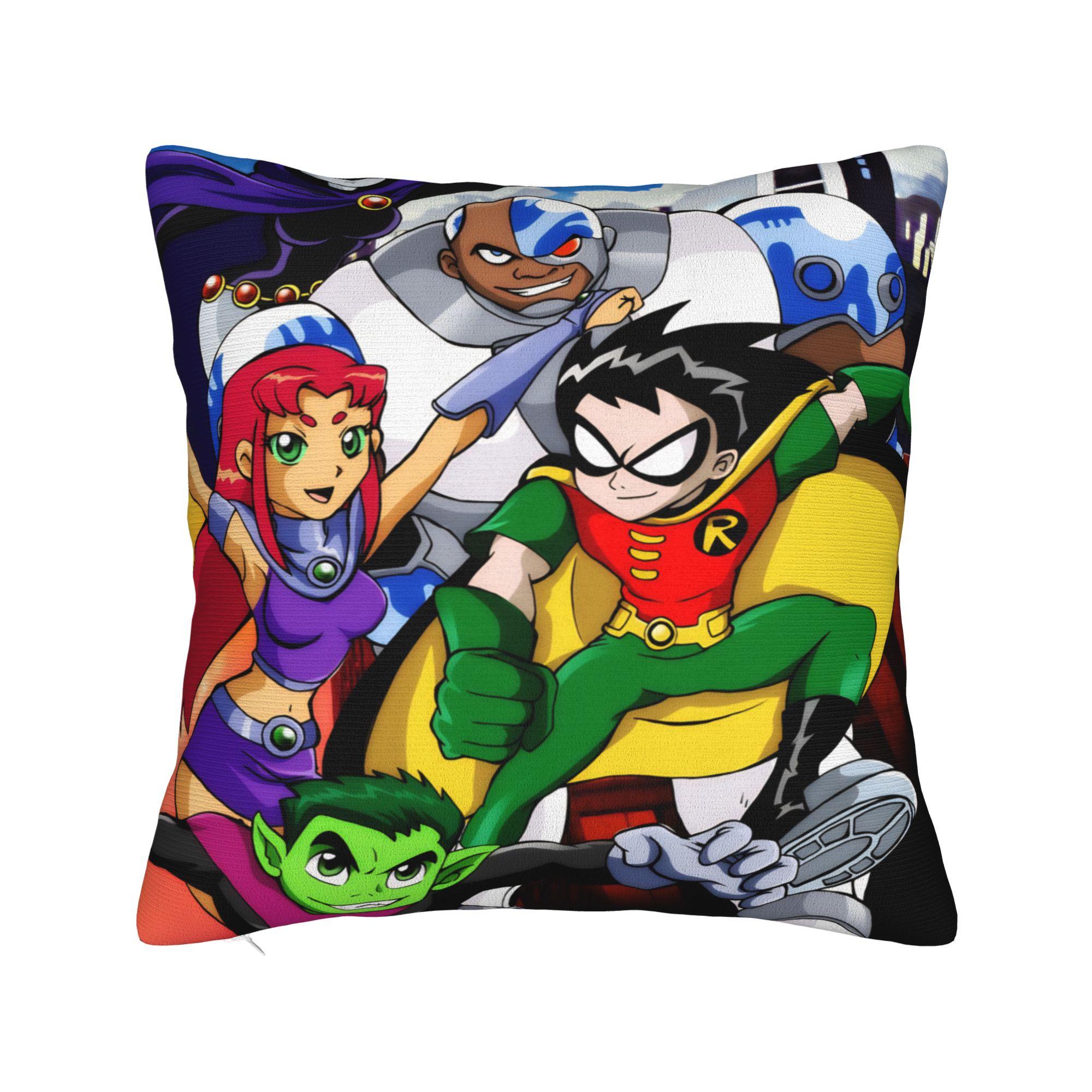 

Teens Titans Go Beast Boy Pillow Cover Product Soft Cushion Cover Decorations Pillow Case Cover Living Room Multi-Size 12x12Inch