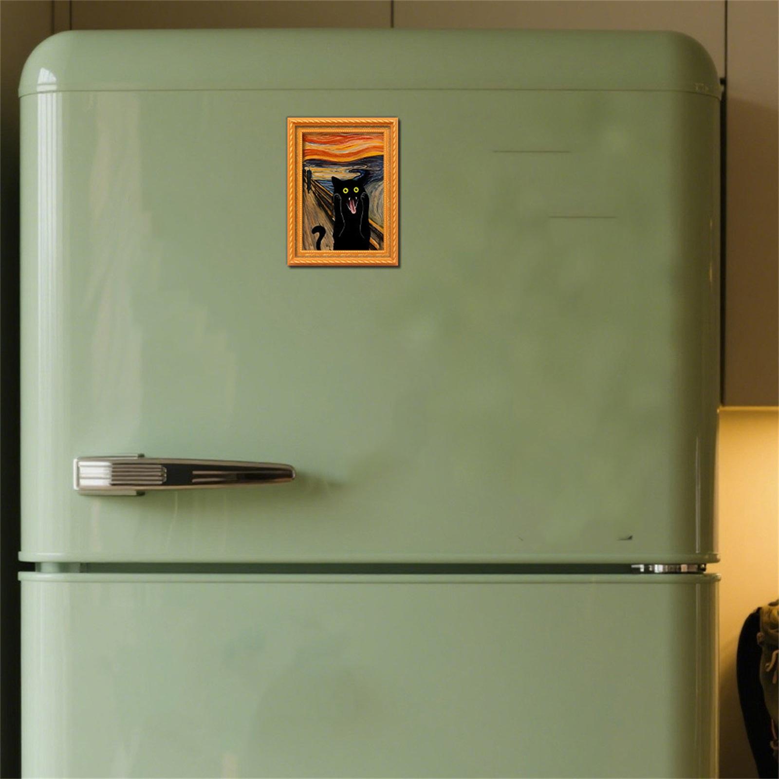 

Черный КотСерия Масляная Живопись Стиль КричащийКотенок Магнитная Фоторамка Деревянный Ретро Магнит на Холодильник One Size