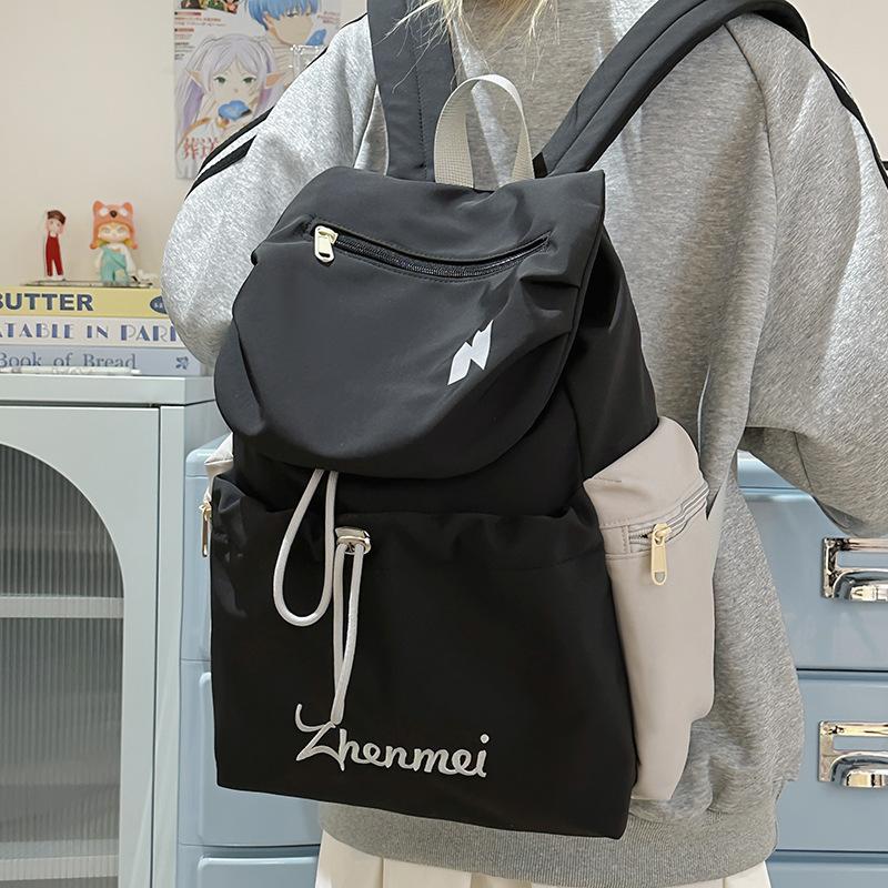

Japanese Drawstring Lightweight Backpack with Drawstring for Women, Large Capacity Outdoor Leisure Nylon Sports Lightweight Backpack чорний