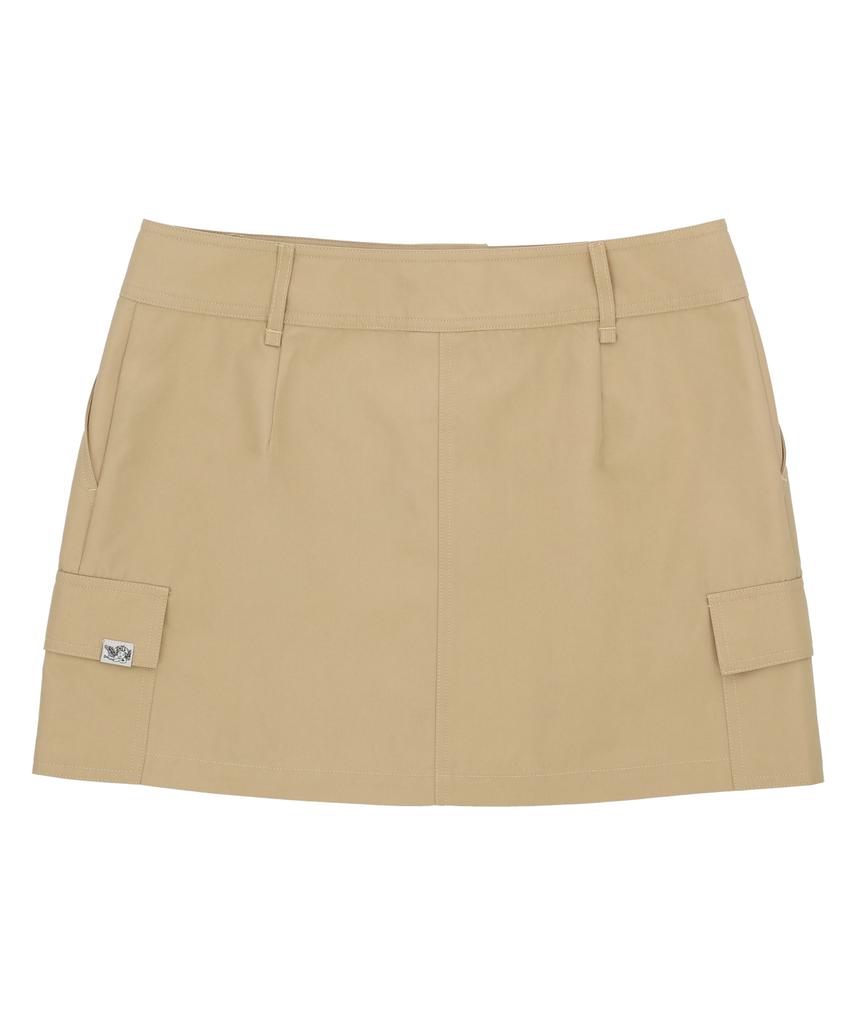 Deliscent Two-Pocket Low Mini Skirt [Beige]