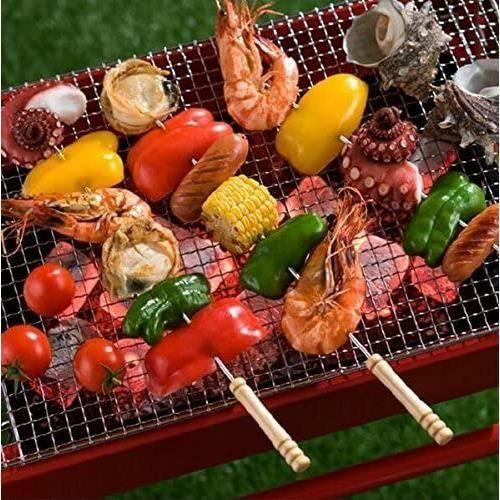 4 pics Brochettes de barbecue - bois inoxydable cordes poignée en acier - 38 cm torsadée bâton métallique Kabab et barbecue cuisson
