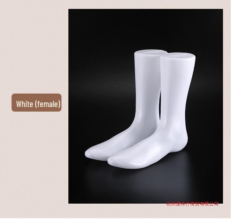 Black Plastic Foot Mannequin Model for Displaying Socks and Shoes - Male & Female Style, Flat-Bottomed, Ideal for Retail and Fashion Showcases.