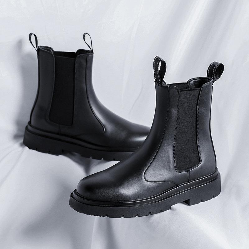 

Ботинки челси мужские осенние ботинки-сигареты высокие хлопковые ботинки Martin мужские британские ботинки на платформе ins tide 4501-R 38 чёрный