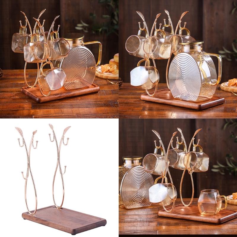 Space Saving Counter Mug Rack Space Efficient Mug Stand with 6 Hook Modern Kitchen and Living Room Cup Rack