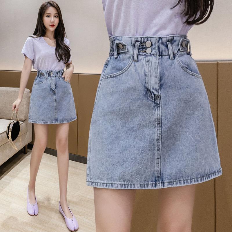 Damen Sommer 2025 Retro Denim A-Linienrock, Übergröße, Figurschmeichelndes Hüftdesign