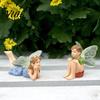 Craft Accessories for Cake Toppers 2Pcs/Set Boy And Girl Fairy Statues, Resin Miniature Figurines, Whimsical Decor Potted Plants Cute Mini Figures