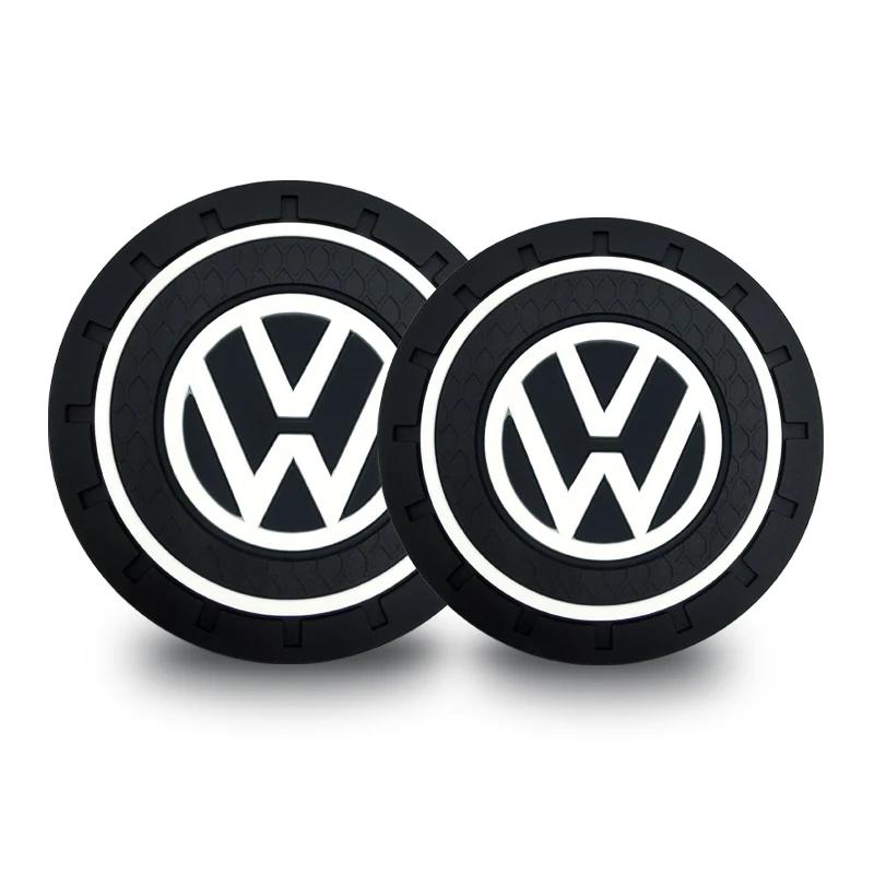 

2026 Hot For Volkswagen VW 2Pcs Car Anti Slip Coaster Anti-noise Water Cup Pad Cushion Car Styling For Volkswagen VW Jetta Rline