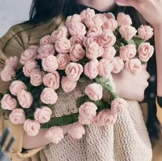 Handmade Wool Blanket with Rose Bouquet Design - Perfect Valentine's Day or Office Gift