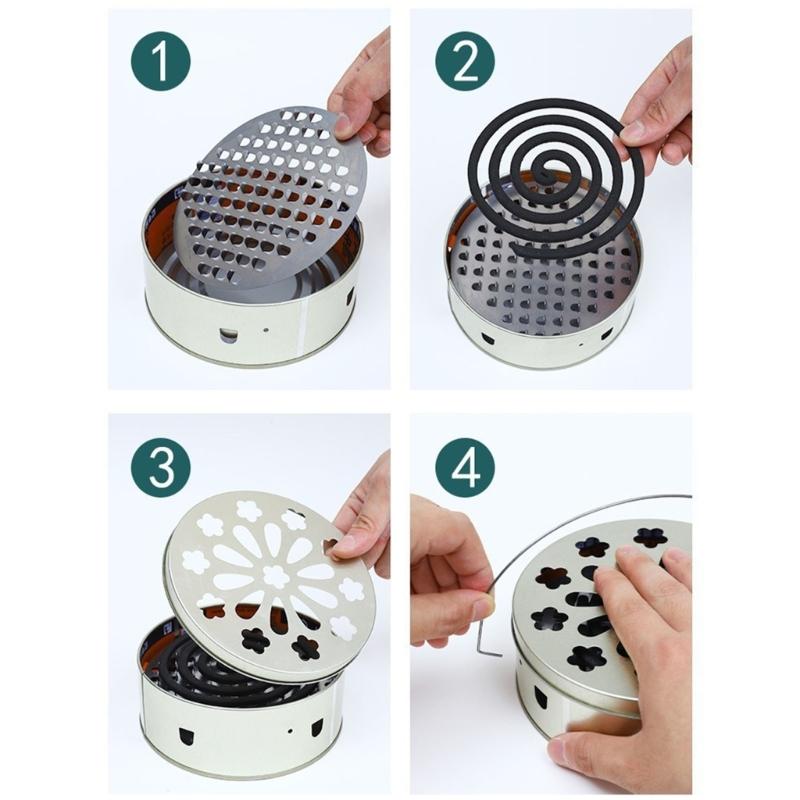 Metal All Purpose Incenses Box Container Tray With Safety Cover Heatproof Construction Perfect For Travel Or Patios Use