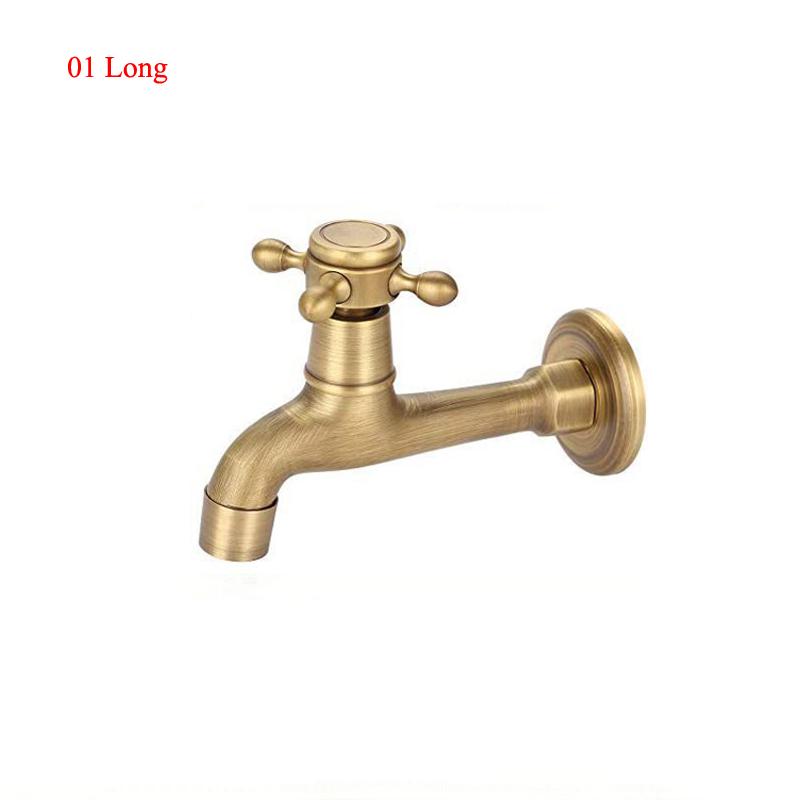 Long Garden Use Bibcock Faucet Tap Crane Antique Brass Finish Bathroom Wall Mount Washing Machine Water Faucet Tap