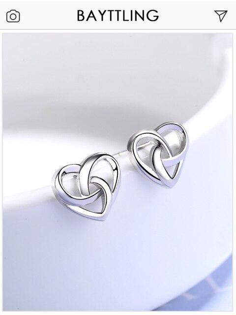 

Bayttling 925 Sterling Silver Temperament Simple Heart-Shaped Stud Earrings For Women Fashion Jewelry Earrings серебряный