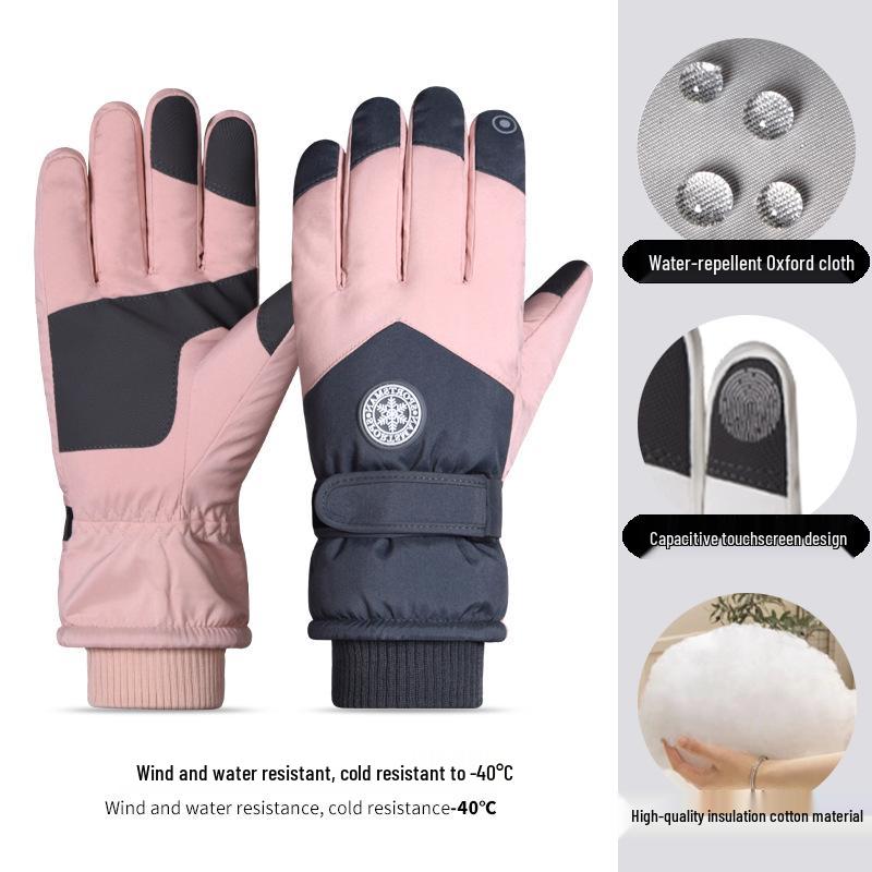 Unisex vinterskidhandskar: Vindtät, Vattentät, Fleecefodrad, Pekskärmskompatibel för Cykling eller Utomhusaktiviteter