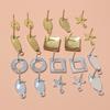 20pcs Stainless Steel Craft Earring Studs Geometric Polygonal Earrings Posts Connector For DIY Earring Jewelry Making Supplies