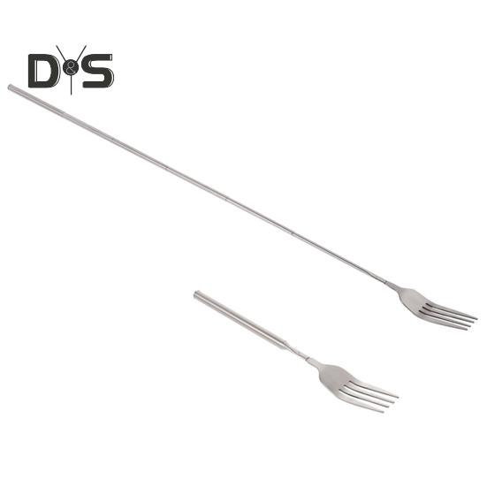 

2 шт., телескопическая вилка из нержавеющей стали, выдвижная длинная ручка, пищевая безопасная посудомоечная машина, портативная вилка для гриля, столовые приборы, инструмент для барбекю 2pcs