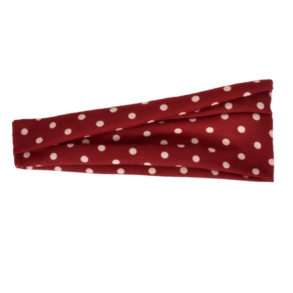 Black Polka Dot Wide Elastic Sports Headband for Women, European & American Style