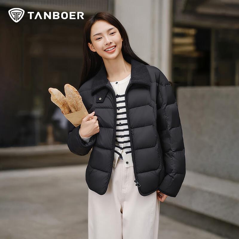 Tanboer Women's Lightweight Short Down Jacket with Lapel Collar TBF330226D