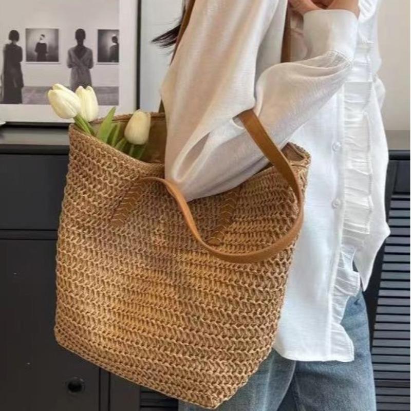 Niche design versatile woven bag women, new summer fashion large-capacity commuter straw bag tote bag
