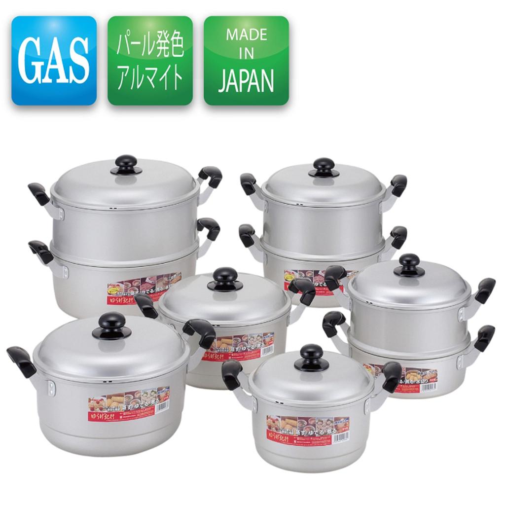 Hokuriku Aluminum Pot 26cm Stove Yuge Made in Silver Multi-purpose [Gas Only] Lightweight, Kikou, Anodized, Japan,