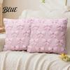 Romantic Room Decor Plush Throw Pillow Cover Heart Embroidery Cushion Case with 3D Bowknot Jacquard Cute Bow Tie Cases Soft Fluffy Decorative