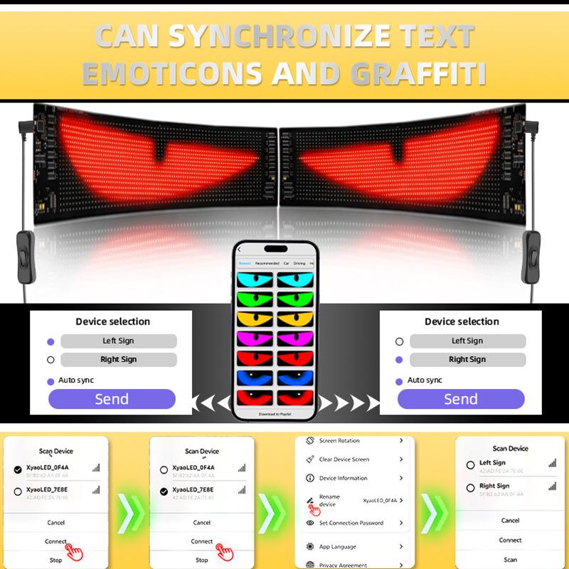 Inteligentny ekran LED do samochodu: Bluetooth sterowany aplikacją, elastyczny wyświetlacz w pełnym kolorze do okien i drzwi