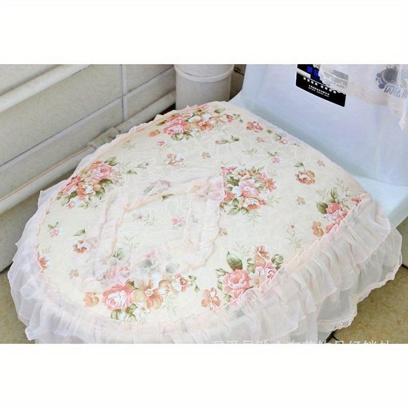 3 PCS/Set High Grade Lace Fabric Bathroom Toilet Seat Cover With Zipper Thick Seat Cushion