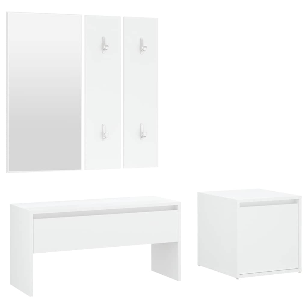 Vidaxl Hallway Furniture Set, White, Wood-Based Material