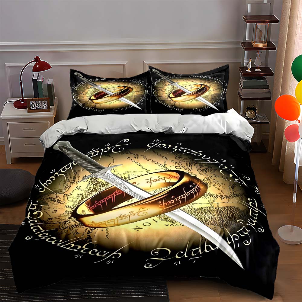 

Golden ring design. Bedding Duvet cover sets Duvet covers Pillowcases gifts (1 * Duvet Cover 2 * Pillowcases, without duvet insert) 135x200cm