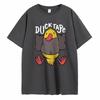 Duck Tape Druck Mann T-Shirt Kragen Kurzarm 100% Baumwolle Herrenbekleidung für Sommer Lässiges T-Shirt Modetrend T-Shirt