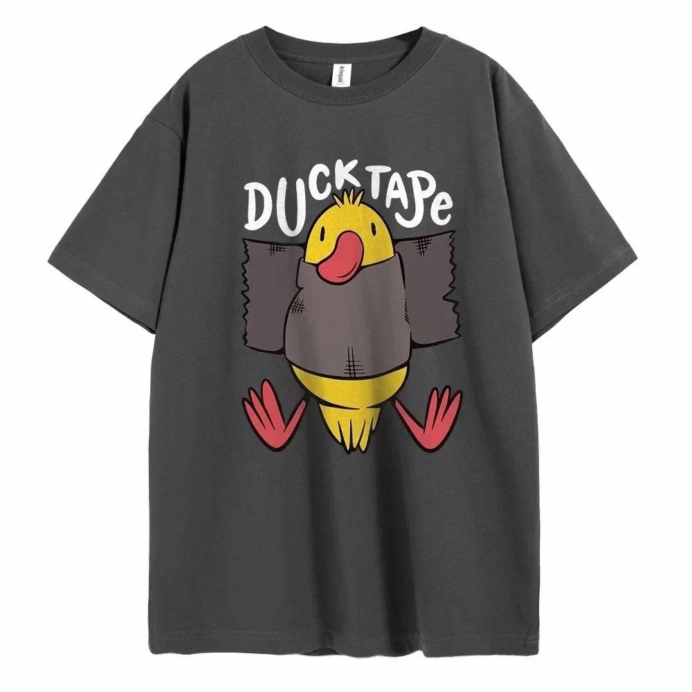 Duck Tape Druck Mann T-Shirt Kragen Kurzarm 100% Baumwolle Herrenbekleidung für Sommer Lässiges T-Shirt Modetrend T-Shirt