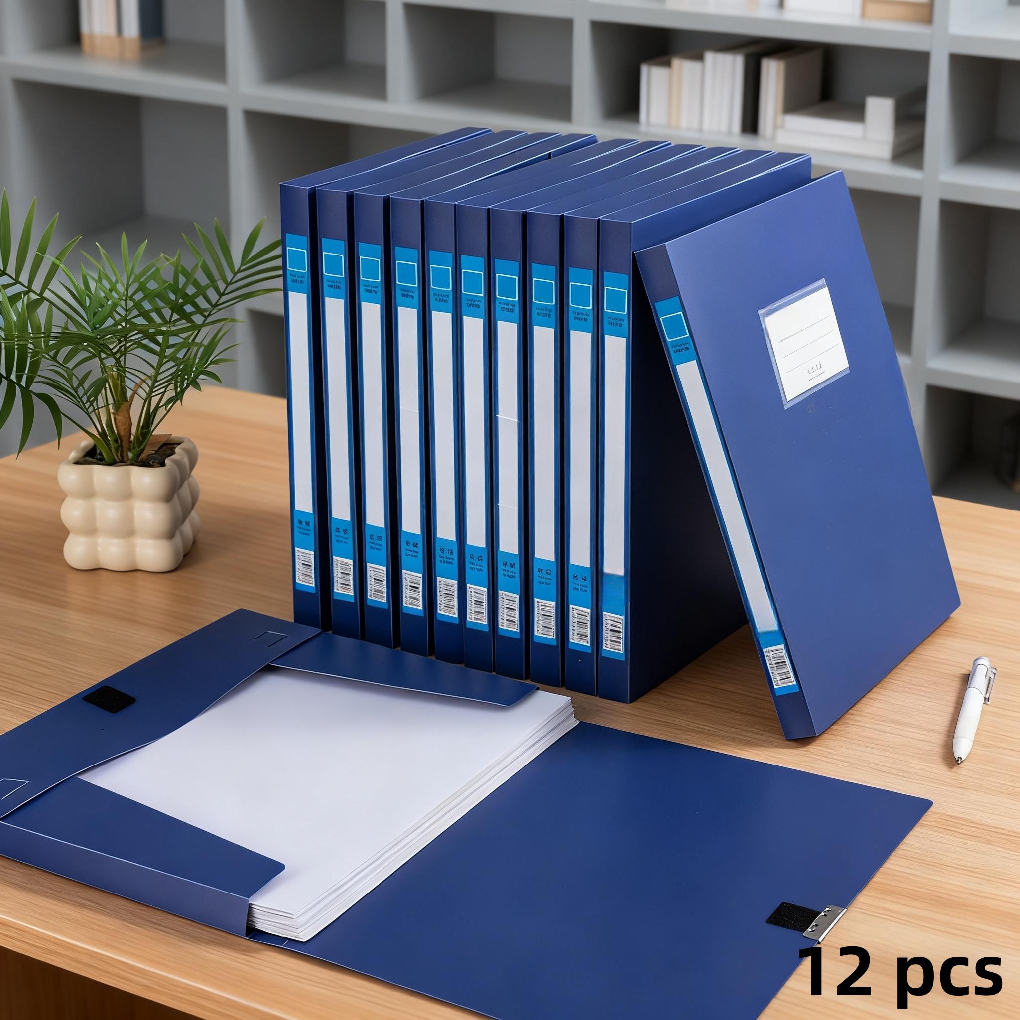 A4 File Folder File Box with Adhesive Closure, Thickened Plastic Document Box, Storage Bag, Office Supplies, A4 Organizer Box, Foldable Document синий
