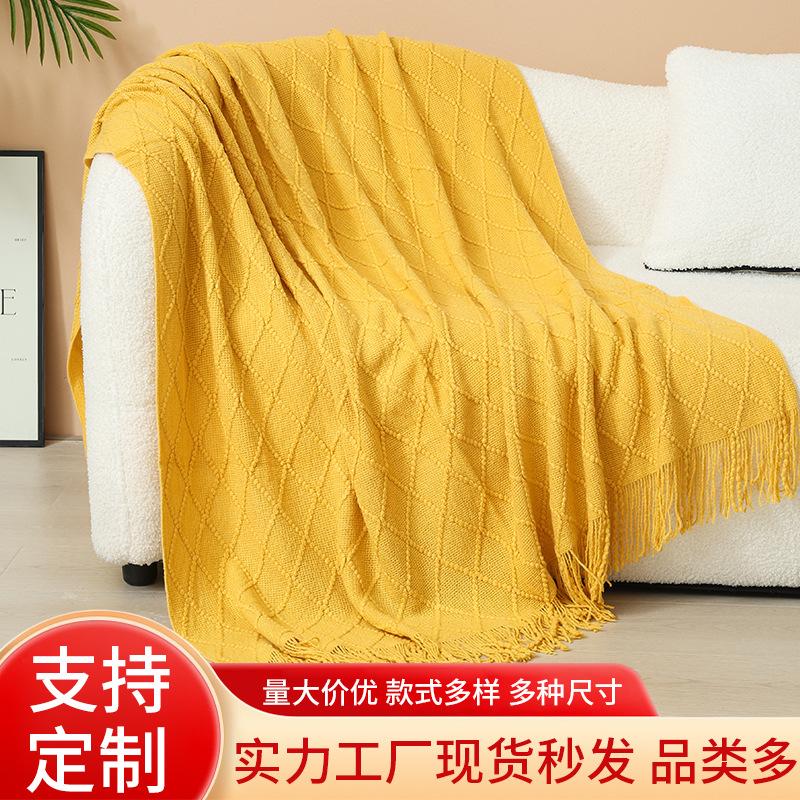 Hotel Homestay Bed-end Towel Decorative Home Living Room Carpet Knitted Blanket Nordic Minimalist Sofa Cover Soft Nap Blanket